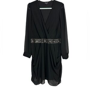 City Chic Black Chiffon Embellished Dress